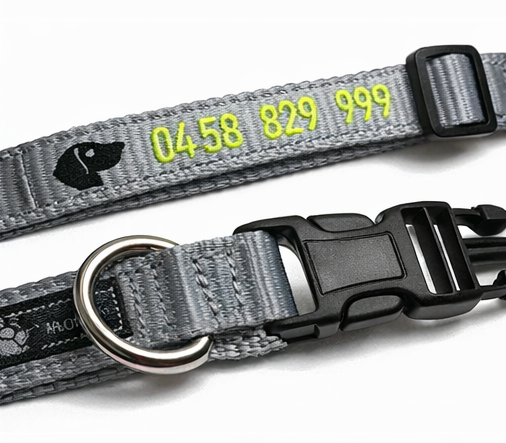 Embroidery and Latch Close Up 1 Pet Collar Neon (Large 40-60cm)